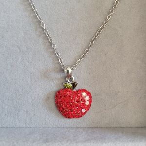 CRYSTAL APPLE CHARM NECKLACE